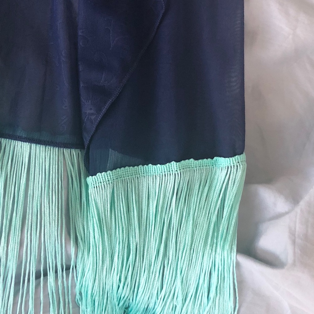 LuLaRoe Monroe - Navy Blue with Aqua Fringe